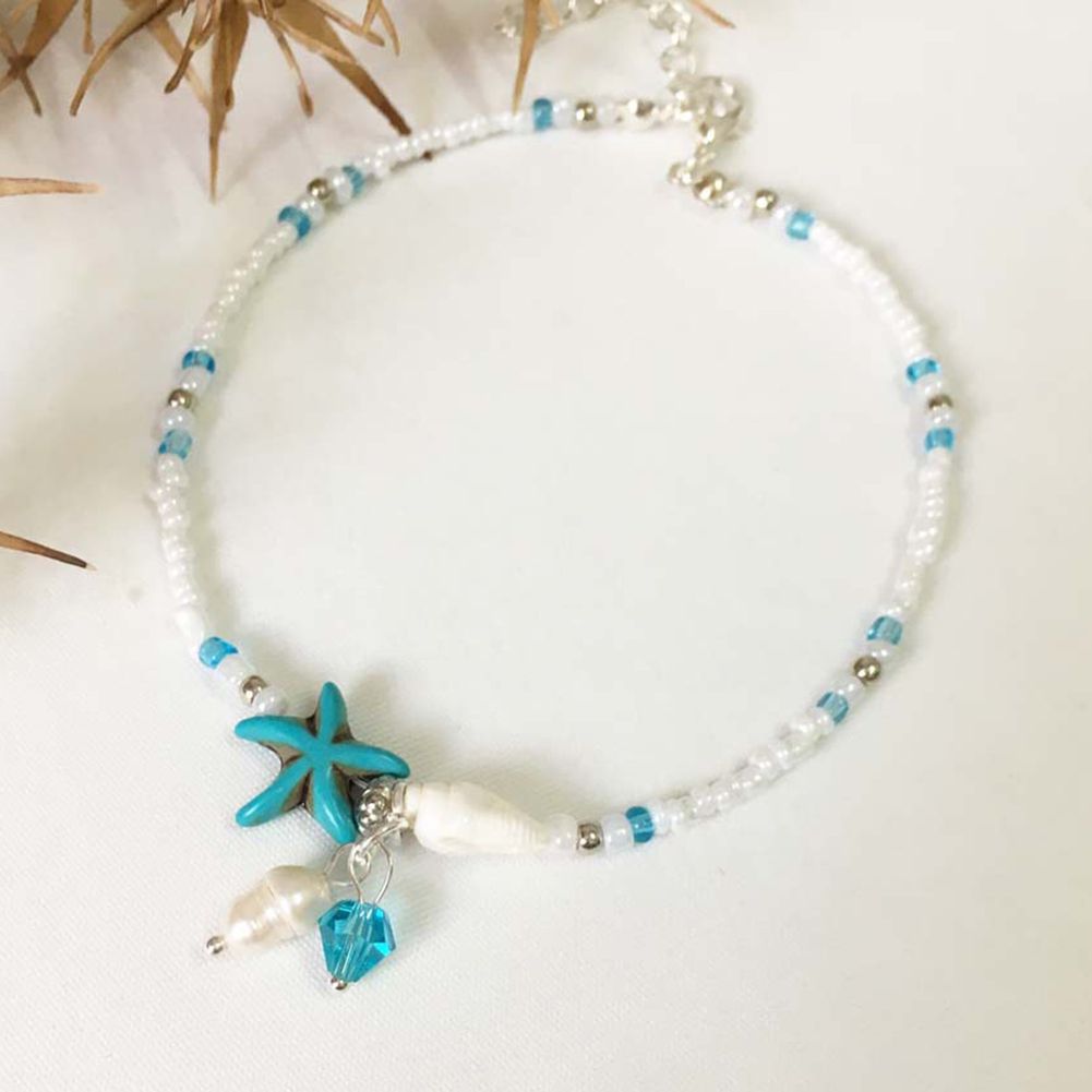 Starfish Shell Conch Stone Beaded Women Bracelet-