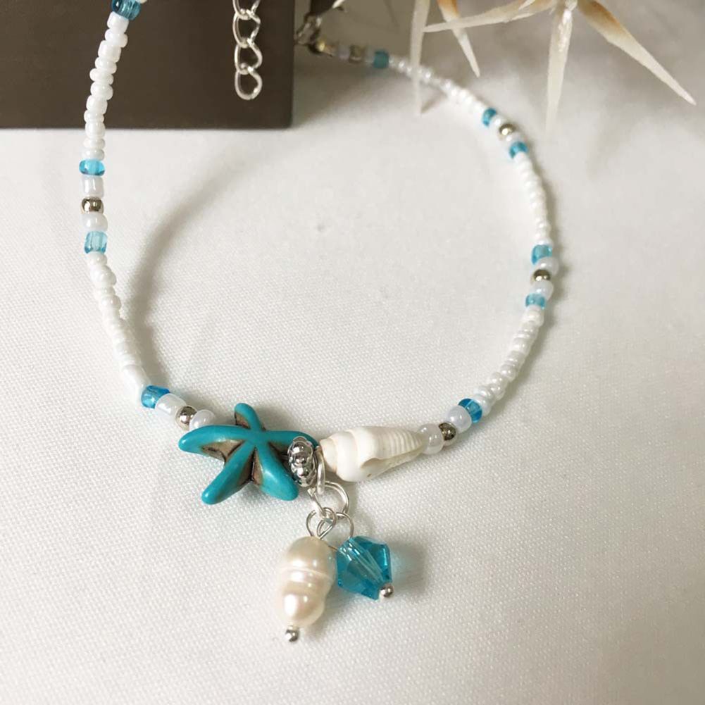 Starfish Shell Conch Stone Beaded Women Bracelet-