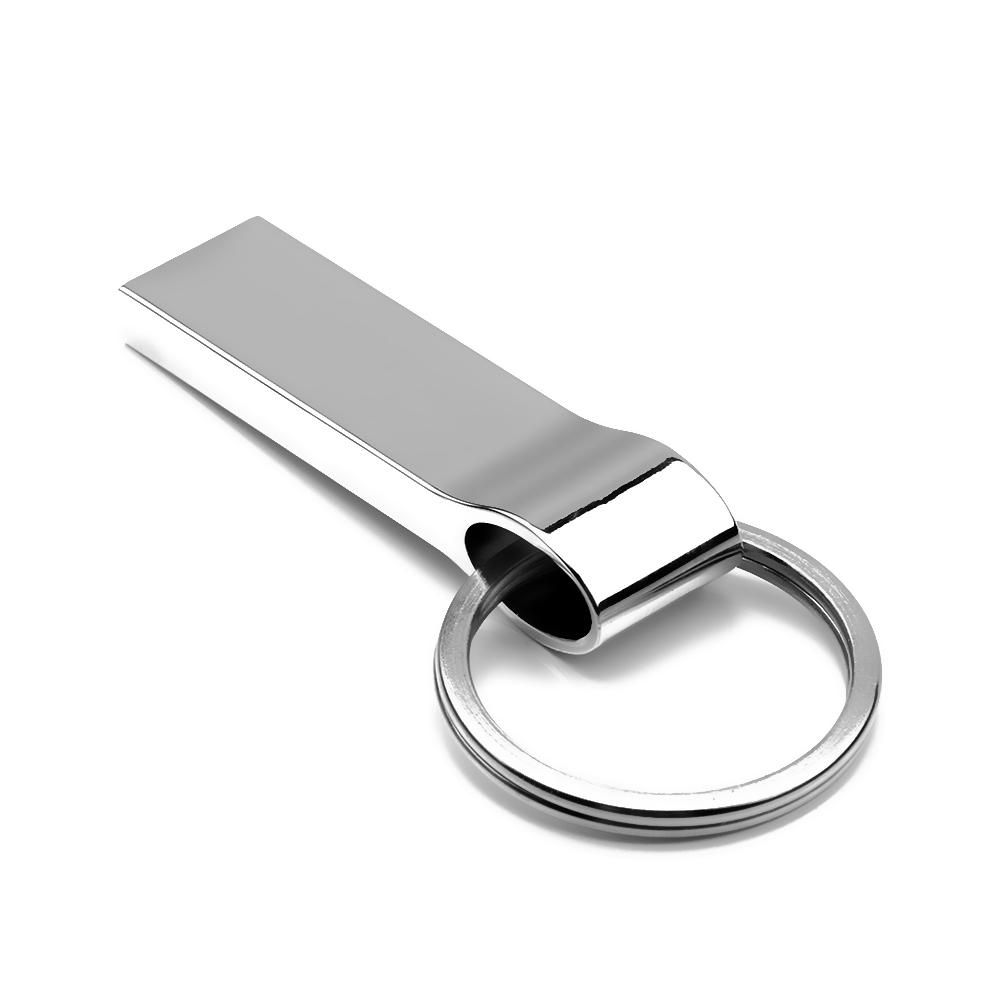 64GB USB2.0 Metal U Disk USB Flash Driver Portable Shockproof Anti-fall U Disk with Key Ring Plug and Play Silver