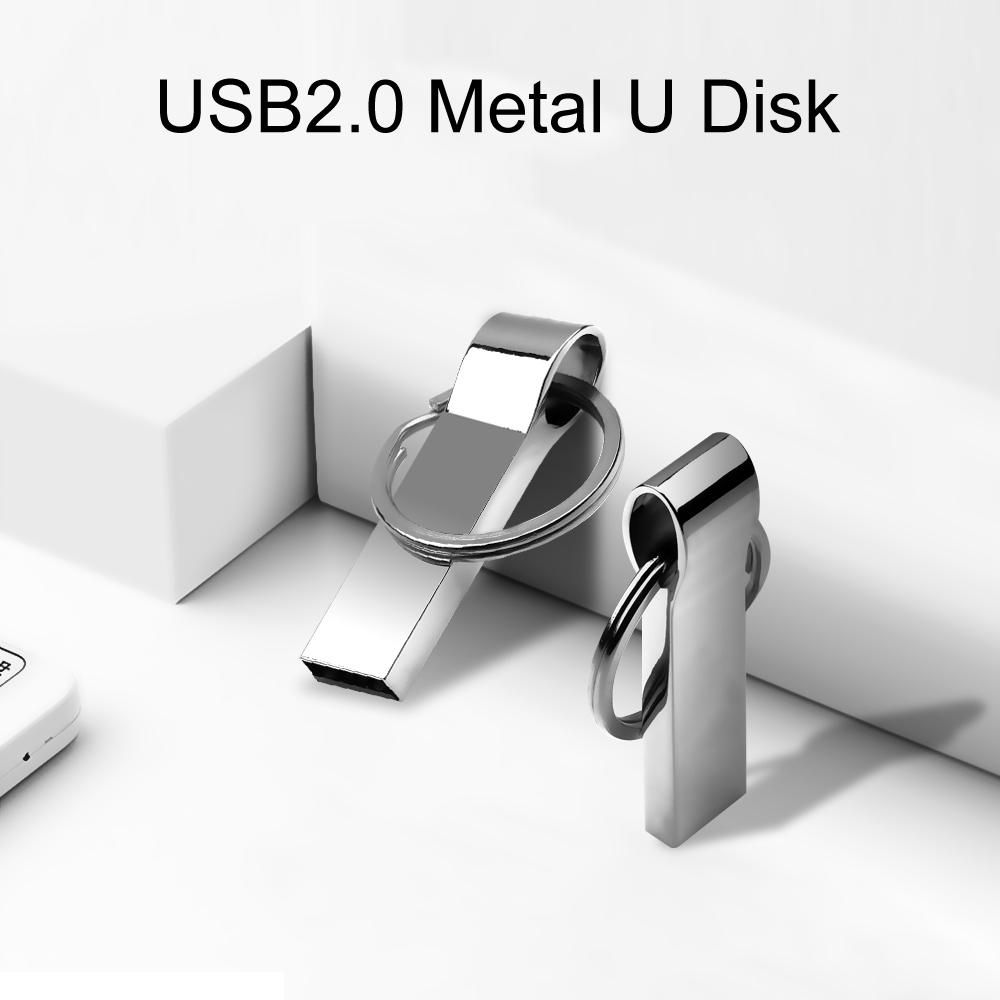 64GB USB2.0 Metal U Disk USB Flash Driver Portable Shockproof Anti-fall U Disk with Key Ring Plug and Play Silver