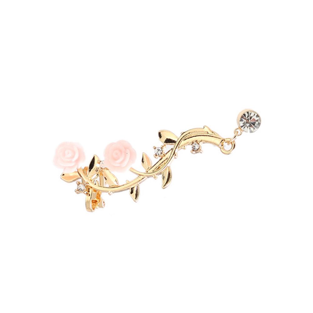 Earrings Beautiful Climber Crawler Rose Flower Branch Earrings-Golden