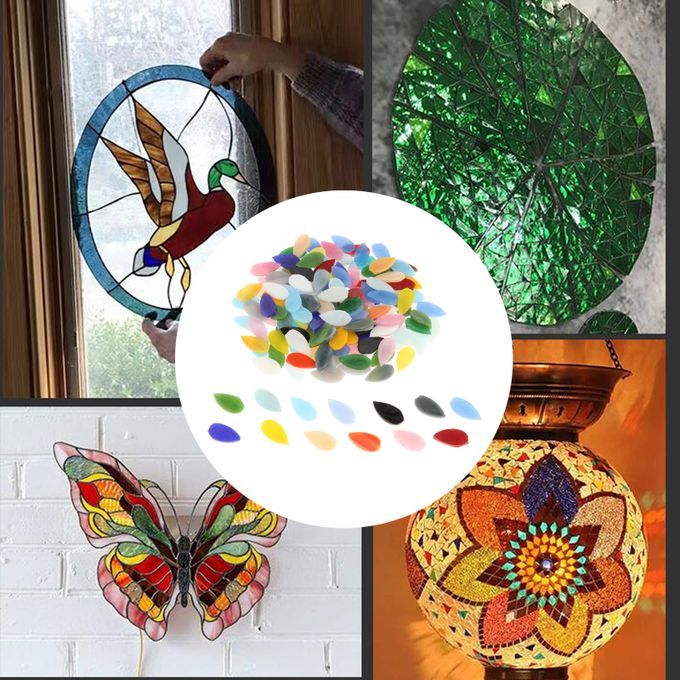 150Pack Assorted Colors Mosaic Tiles Stained Glass Art Crafts