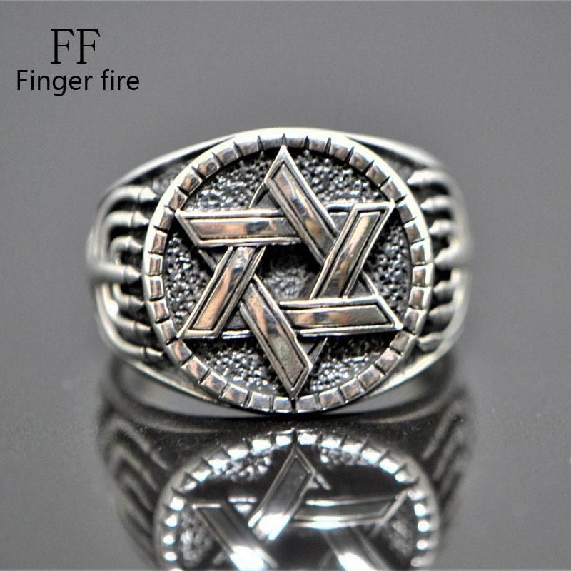 Vintage Pentagram Engraved Men Rings Wedding Wedding Beach Party Jewelry