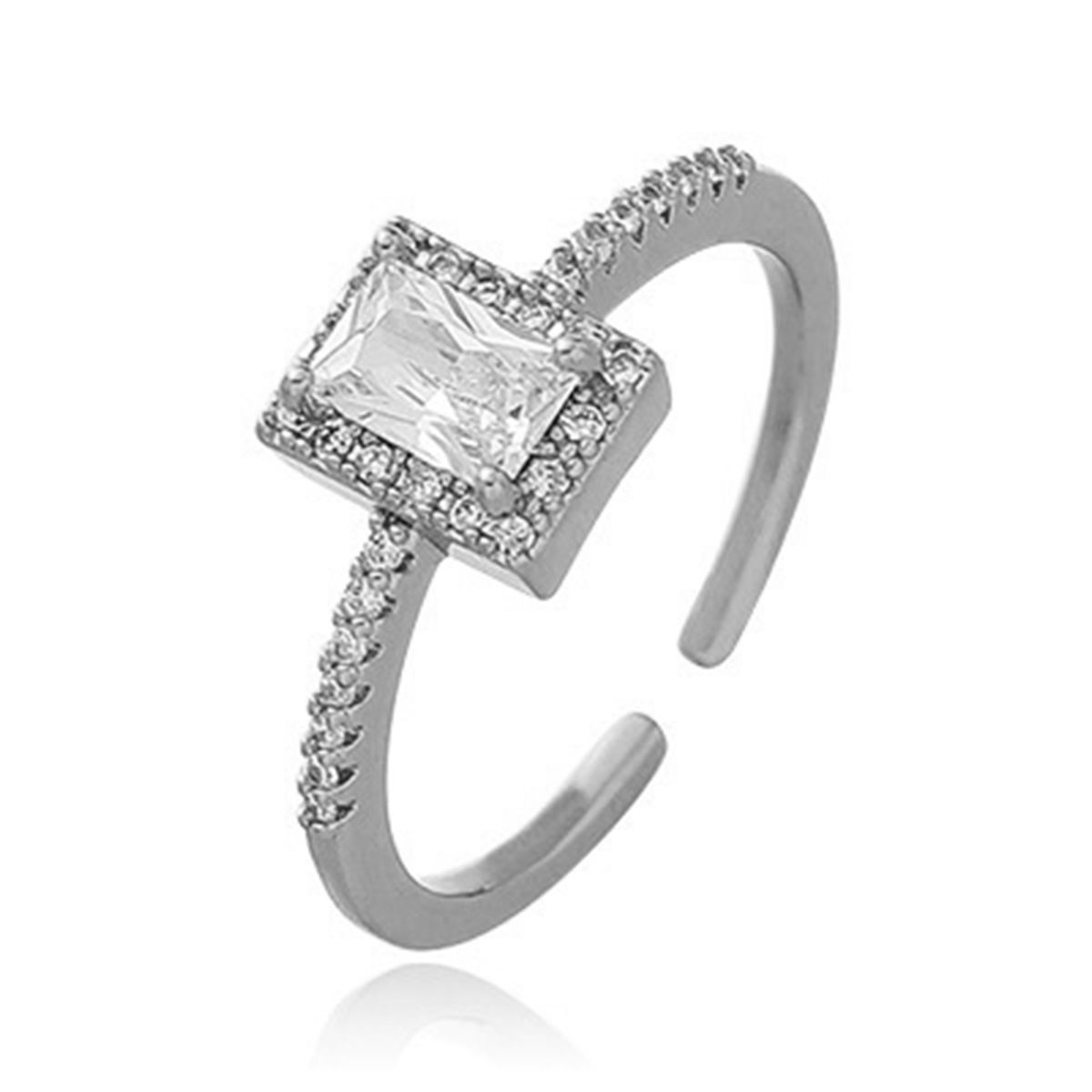 Female Ring Rhinestone Inlaid Female Ladies Finger Ring Silver