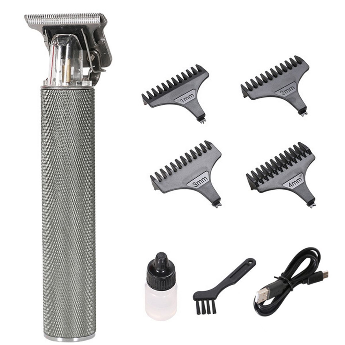 USB Rechargeable Cordless Hair Trimmer With 4 Heads