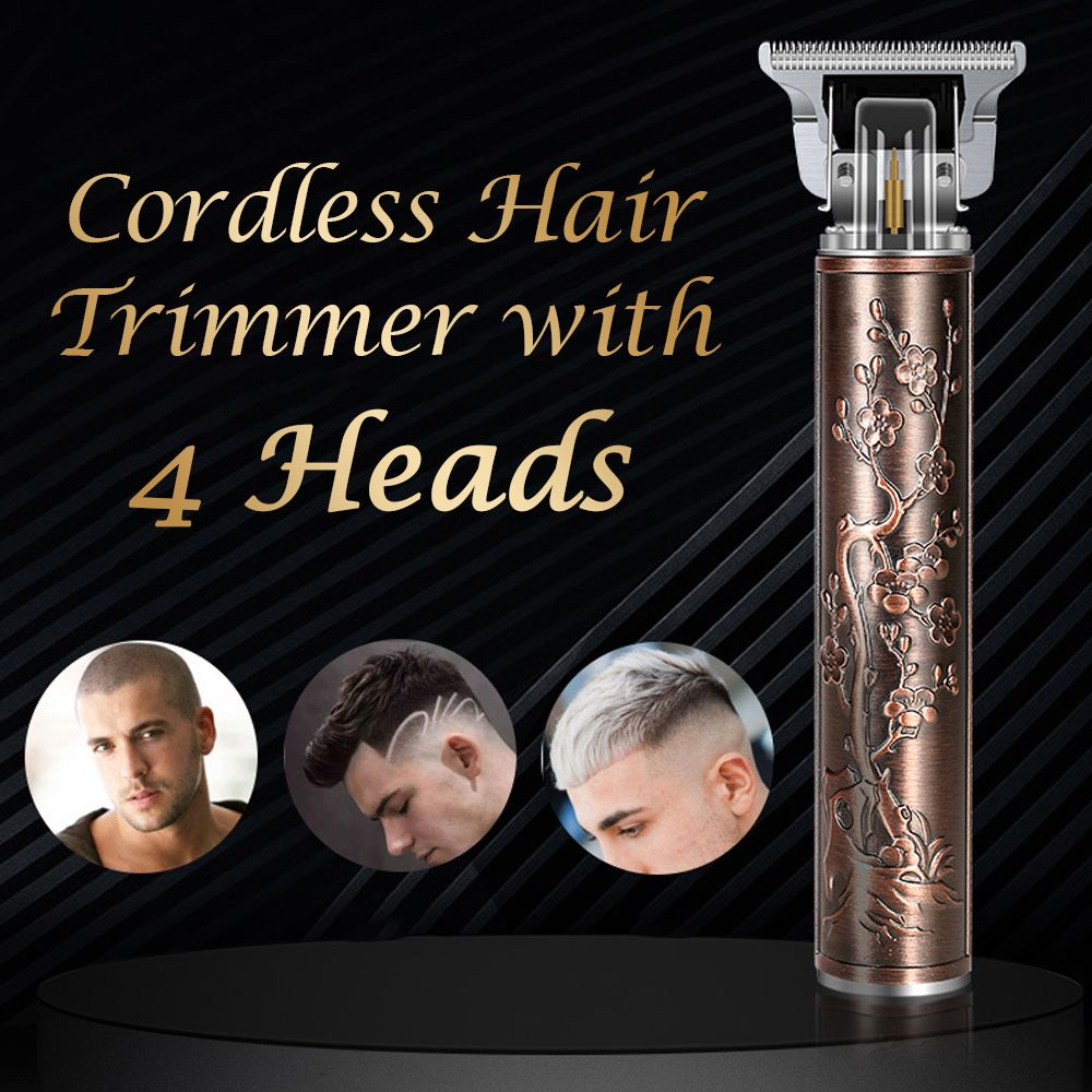 USB Rechargeable Cordless Hair Trimmer With 4 Heads