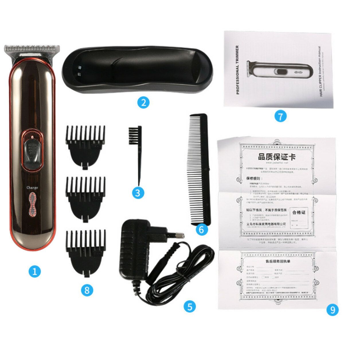 KM-371 Barber Hair Clipper Pro Trimmer Cordless Electric