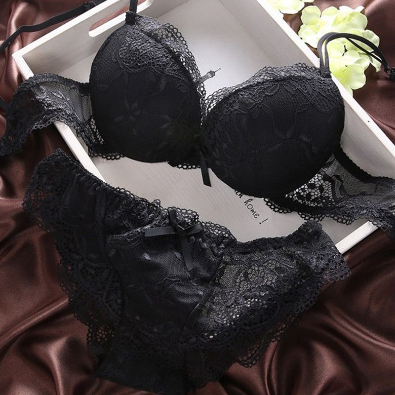 New Women's  Y Bra Set  Black Underwear& Comfortable Breathable Bra Set Y Good