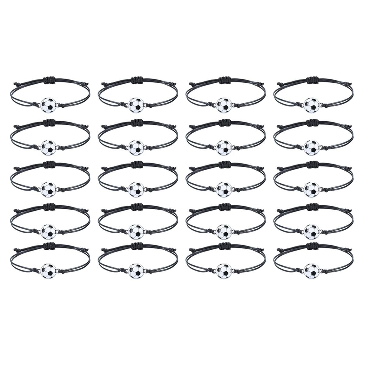 20 Pcs Soccer Charm Bracelets Soccer Ball Beads Adjustable W