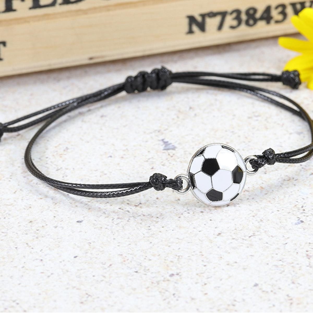 20 Pcs Soccer Charm Bracelets Soccer Ball Beads Adjustable W