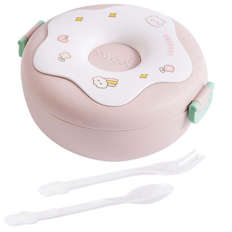 Children Divided Donut Plastic Lunch Box - 1000ml