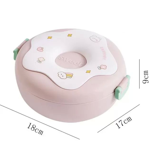 Children Divided Donut Plastic Lunch Box - 1000ml