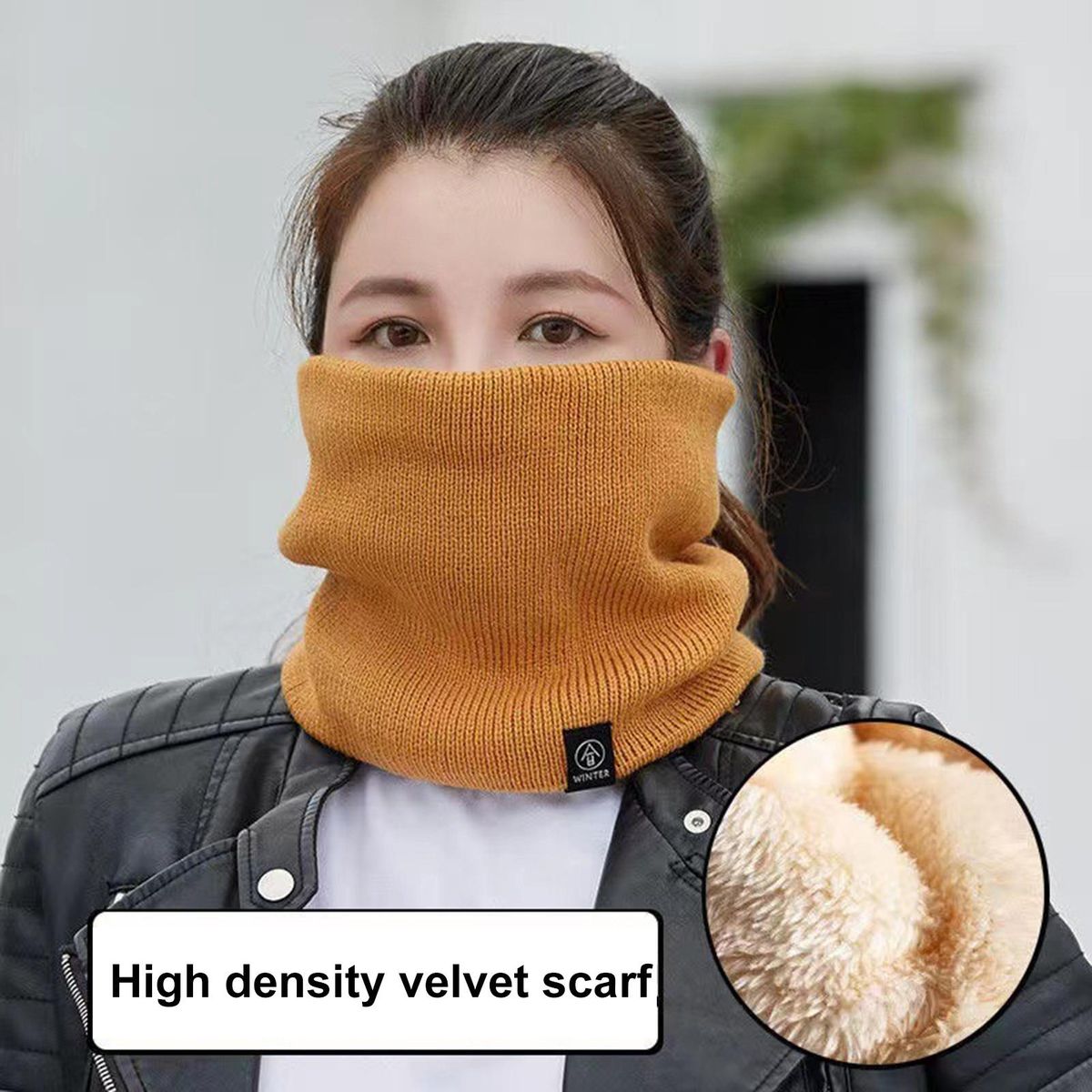 Solid Color Scarf Cozygear Unisex Plush Neck Wrap Warmth for Outdoor Yellow