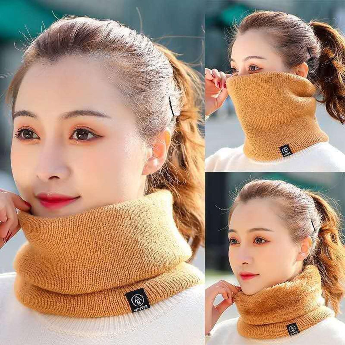 Solid Color Scarf Cozygear Unisex Plush Neck Wrap Warmth for Outdoor Yellow