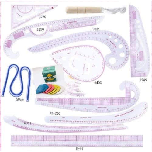 French Curve Set With Tailor Chalk