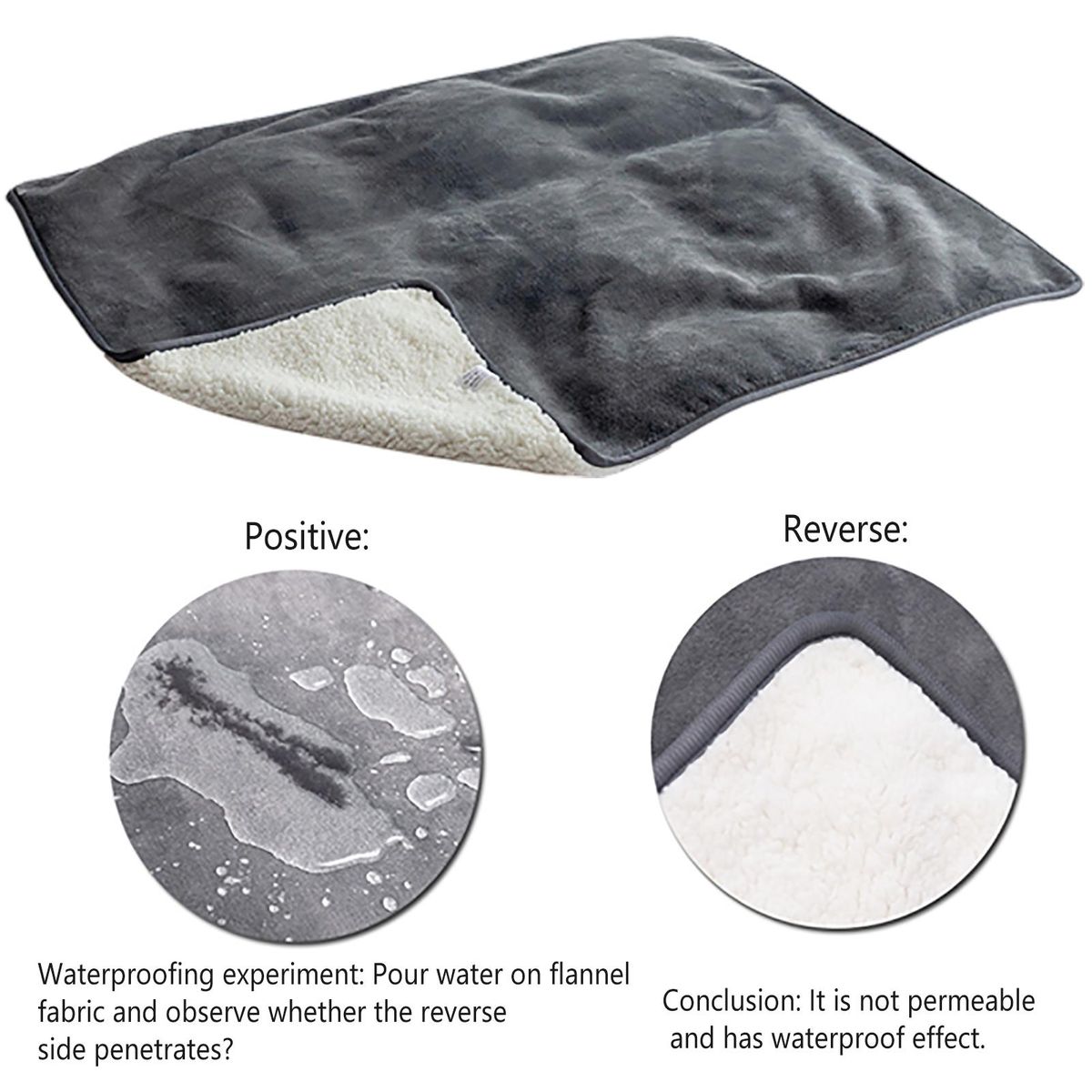 Dog Bed Mat Cozyshield Pet Blanket Waterproof Washable for Dogs Grey