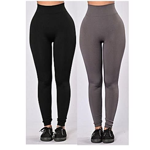 High Waist Slimming Leggings - 2 In 1 - Black & Grey