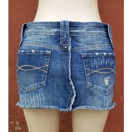 Loosethread Mini Jeans Skirt-Blue