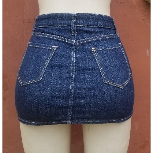 Ladies Stretchy Mini Jeans Skirt