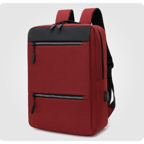 Urban Laptop Backpack With Charging Port - Red -14