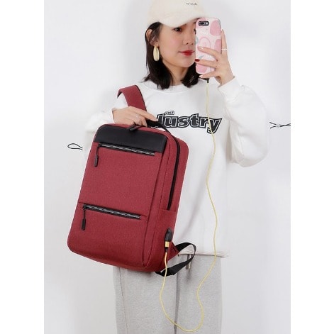 Urban Laptop Backpack With Charging Port - Red -14"