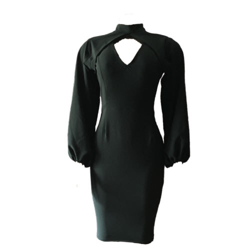 Black High Neck Cooperate Gown For Women