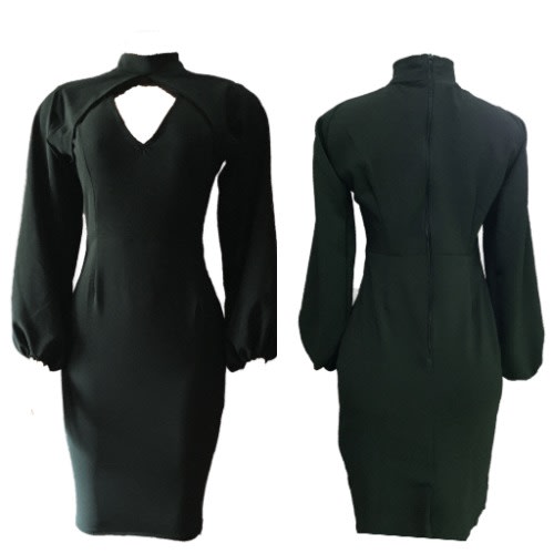 Black High Neck Cooperate Gown For Women