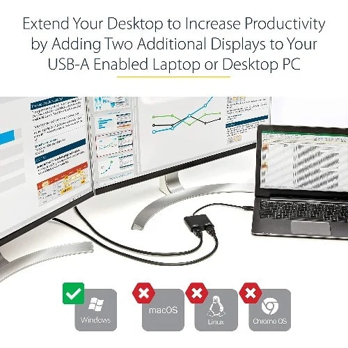 Usb 3.0 To Double Hdmi Output 1 & 2 Adapter