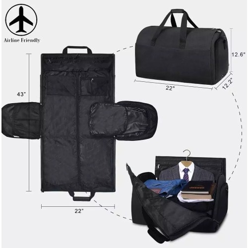 Convertible Travel & Garment Bag With Shoe Compartment - Navy Dark Blue
