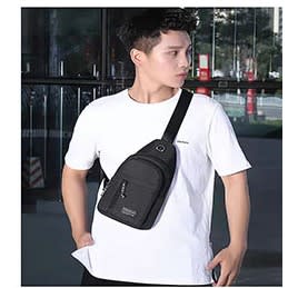 Unisex Messenger Crossbody Chest Bag - Black