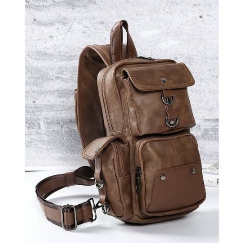 Shoulder Strap Unisex Chest Bag - 33cm X 16cm - Brown