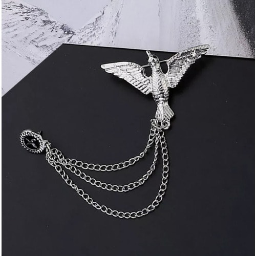 Silver Eagle Lapel Brooch With Free Pouch