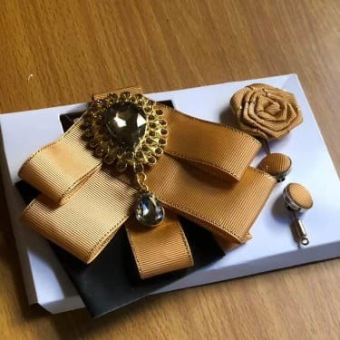 Luxury Cotton Men's Bow Tie N Lapel Pin