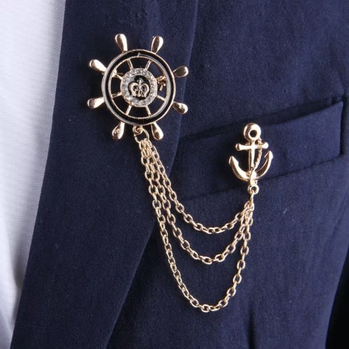 Gold Sailor Wheel Brooch