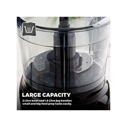 Food Processor And Blender + 2l Mixing Bowl - 1.8l Jug - 750w - Black