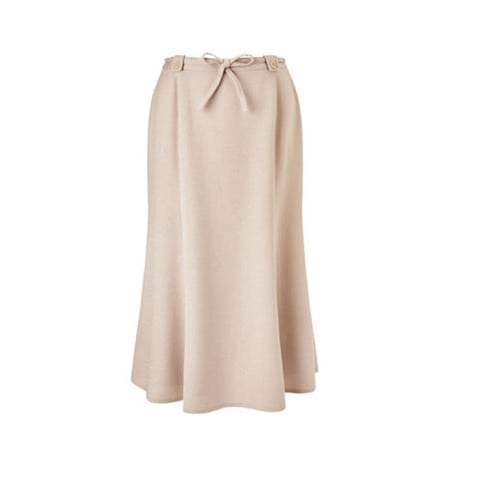 Basket Weave Flared Skirt - Beige