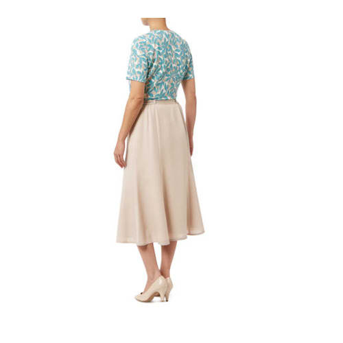 Basket Weave Flared Skirt - Beige