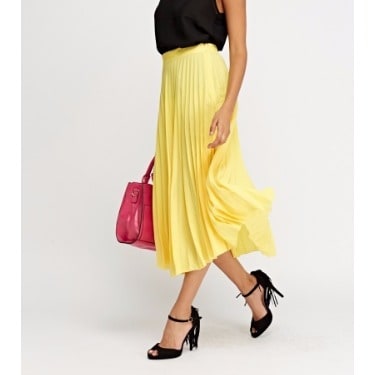 Pleated Maxi Skirt For Ladies - Yellow