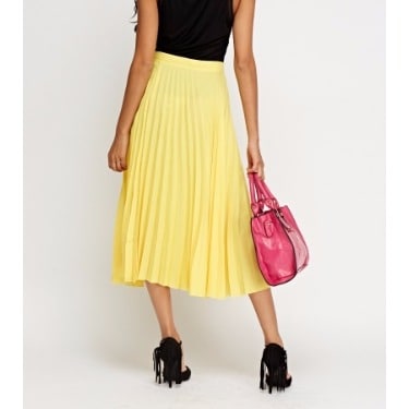Pleated Maxi Skirt For Ladies - Yellow