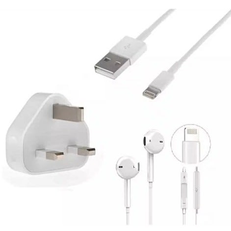 Earphones & Wall Charger For iPhone - White