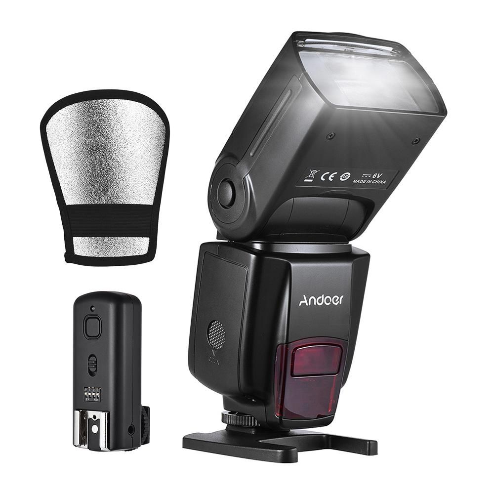 Andoer AD560 IV 2.4G Wireless Universal On-camera Slave Speedlite Flash Light GN50 with Flash Trigger Reflector Diffuser for DSLR Cameras