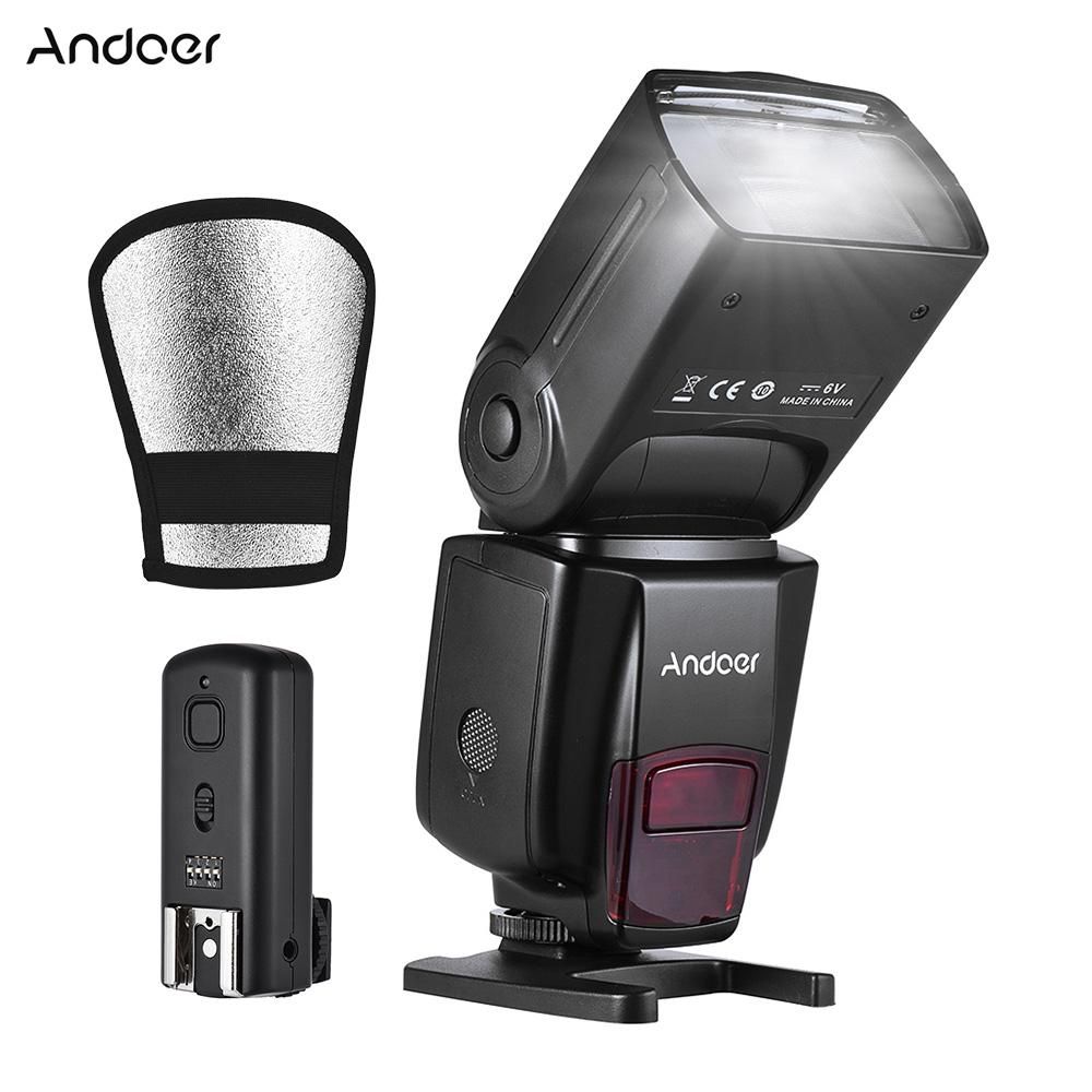 Andoer AD560 IV 2.4G Wireless Universal On-camera Slave Speedlite Flash Light GN50 with Flash Trigger Reflector Diffuser for DSLR Cameras