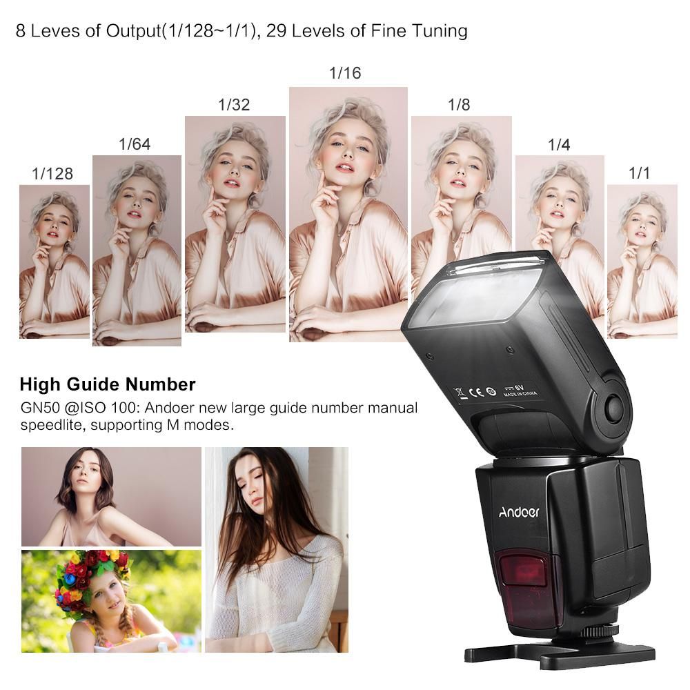 Andoer AD560 IV 2.4G Wireless Universal On-camera Slave Speedlite Flash Light GN50 with Flash Trigger Reflector Diffuser for DSLR Cameras