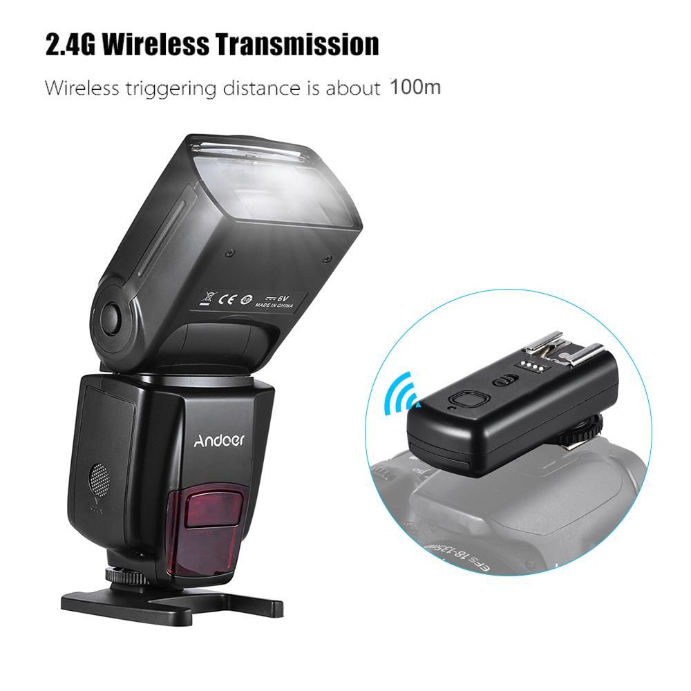 Andoer AD560 IV 2.4G Wireless Universal On-camera Slave Speedlite Flash Light GN50 with Flash Trigger Reflector Diffuser for DSLR Cameras