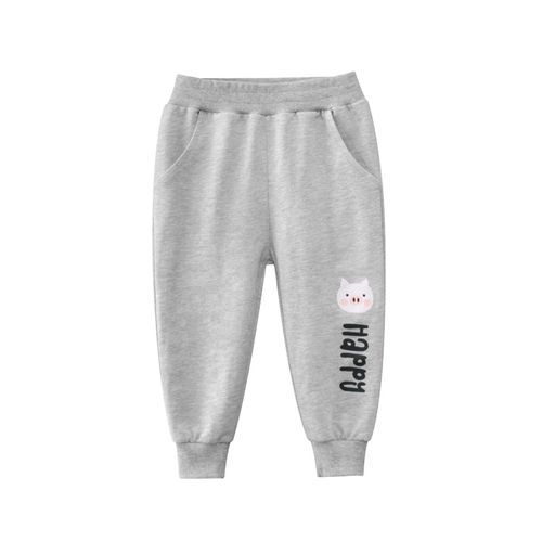 100% Cotton Kids Fashion Printed Full Length Girls Pants-Grey