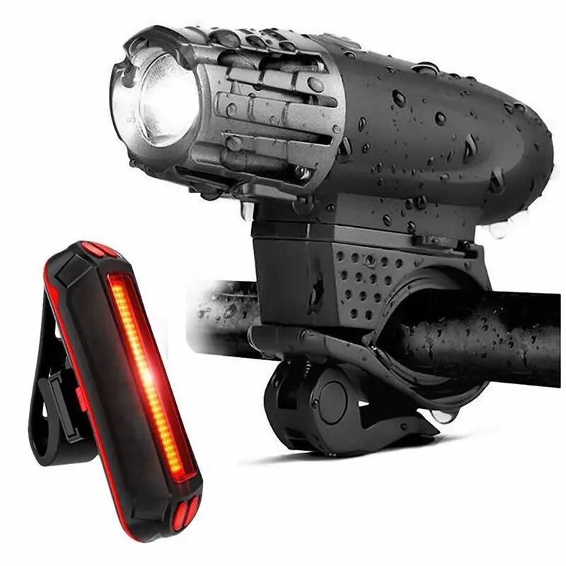 Bike Lights Bicycle Lights Front and Back USB Rechargeable Bike Light Set Super Bright Front and Rear Flashlight LED Headlight T