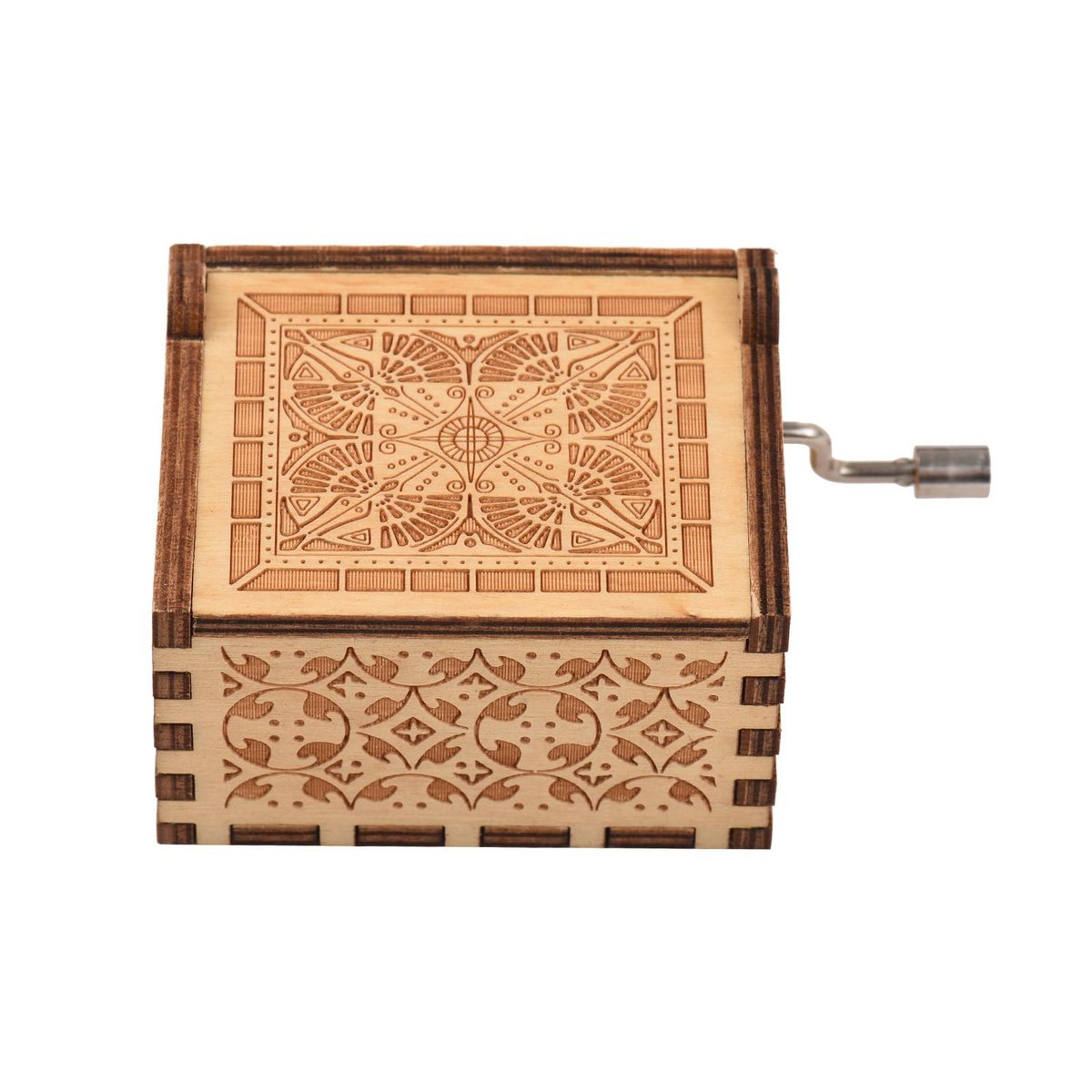 Vintage Wooden Music Box Palm-size Hand Crank Wood Case Musicbox Beautiful Carved Wooden Musical Gadget with Melody Can't Help Falling in Love for Wife Husband Valentine's Day Christmas Birthday Gift