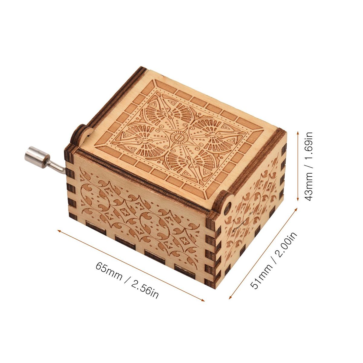 Vintage Wooden Music Box Palm-size Hand Crank Wood Case Musicbox Beautiful Carved Wooden Musical Gadget with Melody Can't Help Falling in Love for Wife Husband Valentine's Day Christmas Birthday Gift