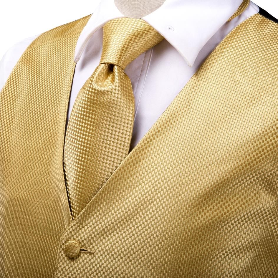 (16)Silk Mens Slim Fit 4pcs Vest Necktie Pocket Square Cufflinks Waist Jacket Suit Waistcoat Neck Tie Set Gold Red Blue Pink Green ACU