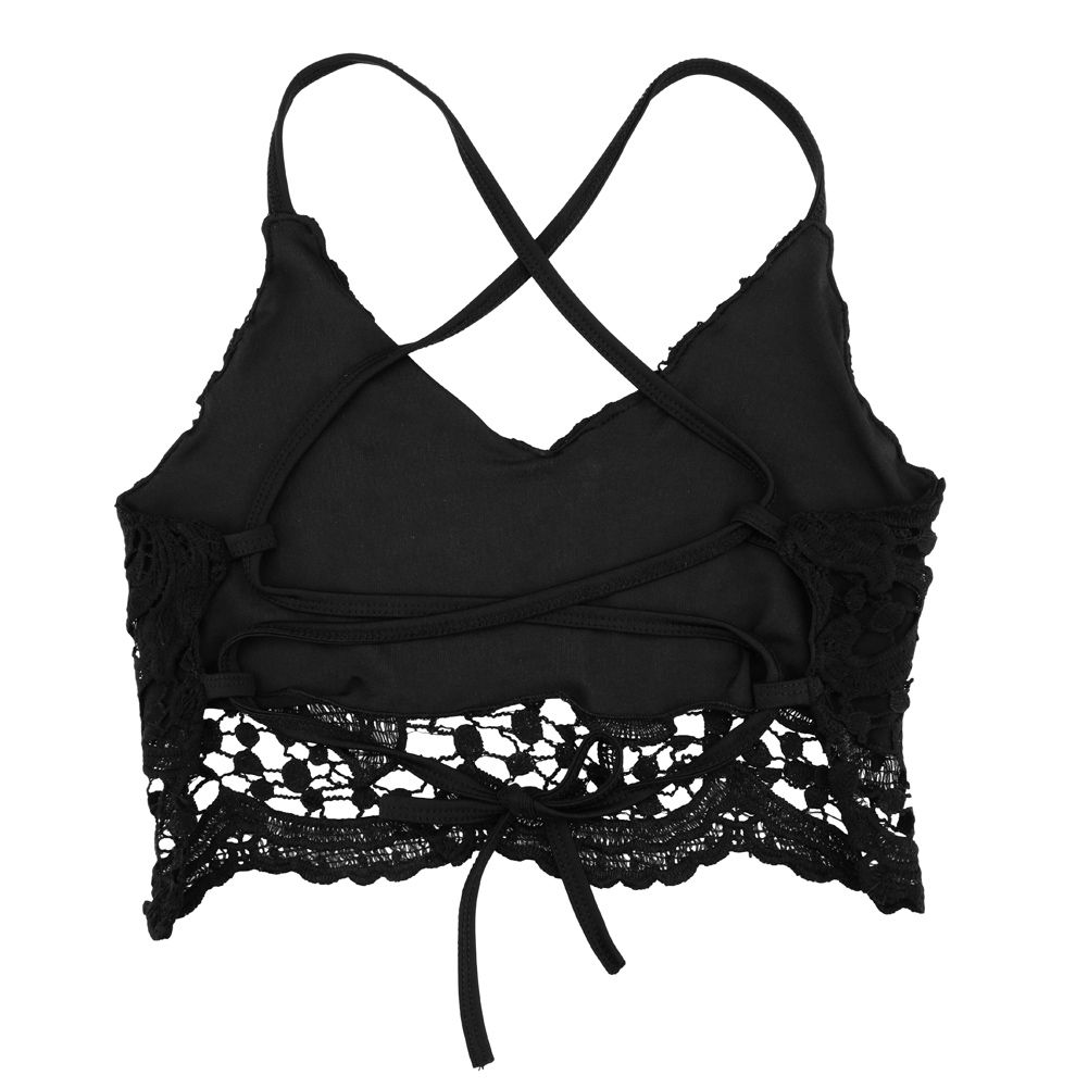 New Sexy Women Crop Top Crochet Lace Deep V Neck Spaghetti